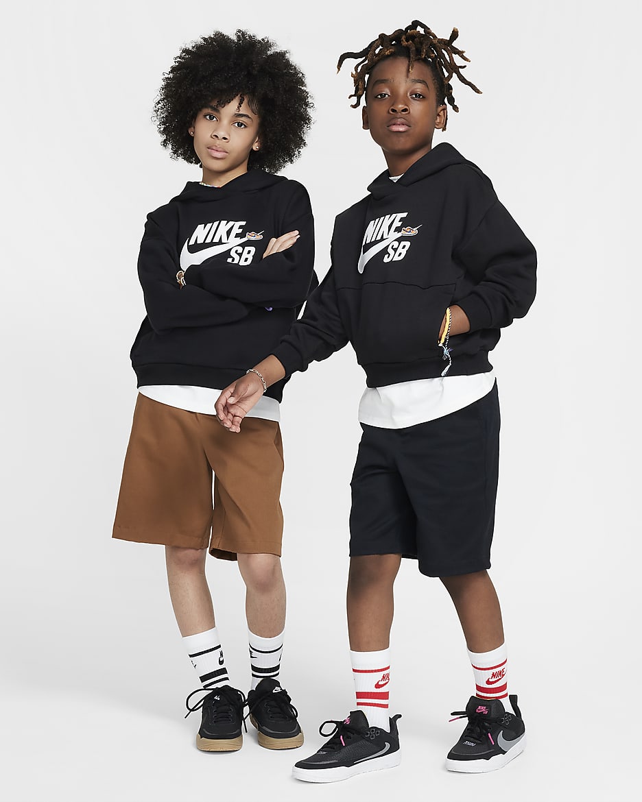 Nike SB Icon Fleece EasyOn Big Kids Oversized Pullover Hoodie